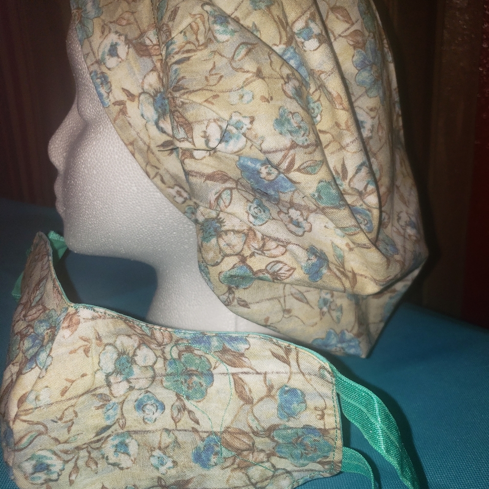 Scrub hat and mask set